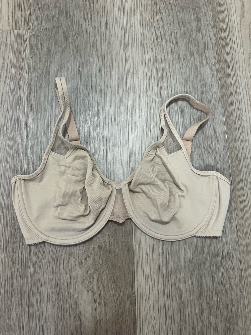 Body by Wacoal Seamless Underwire Bra 65115 Nude Beige 36D Sheer Mesh